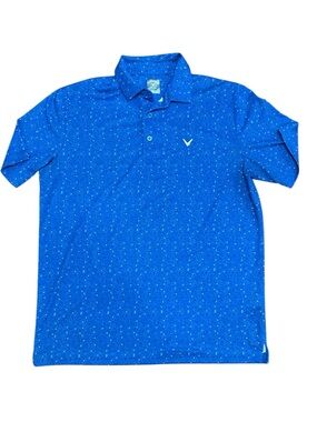 Callaway Bright Blue Short Sleeve Golf Polo with Speckle Pattern